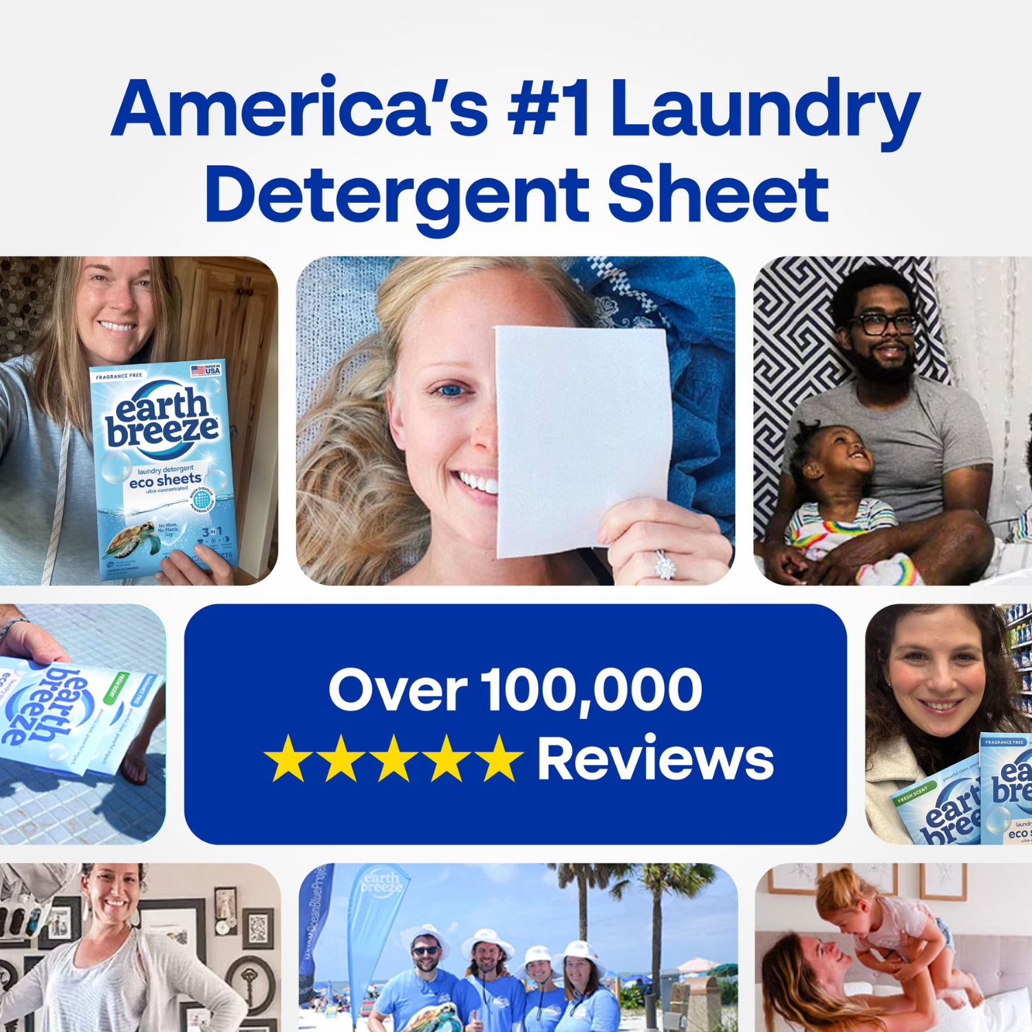 Earth Breeze Laundry Detergent Sheets Fragrance Free 60 Loads Eco, 2 Pack