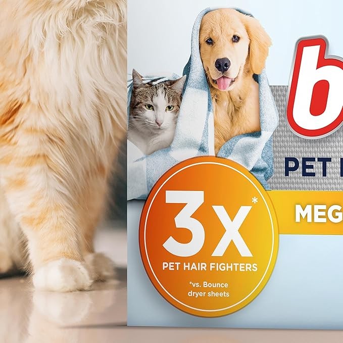 Bounce Pet Hair and Lint Guard Mega Dryer Sheets with 3X Pet Hair Fighters, Unsc