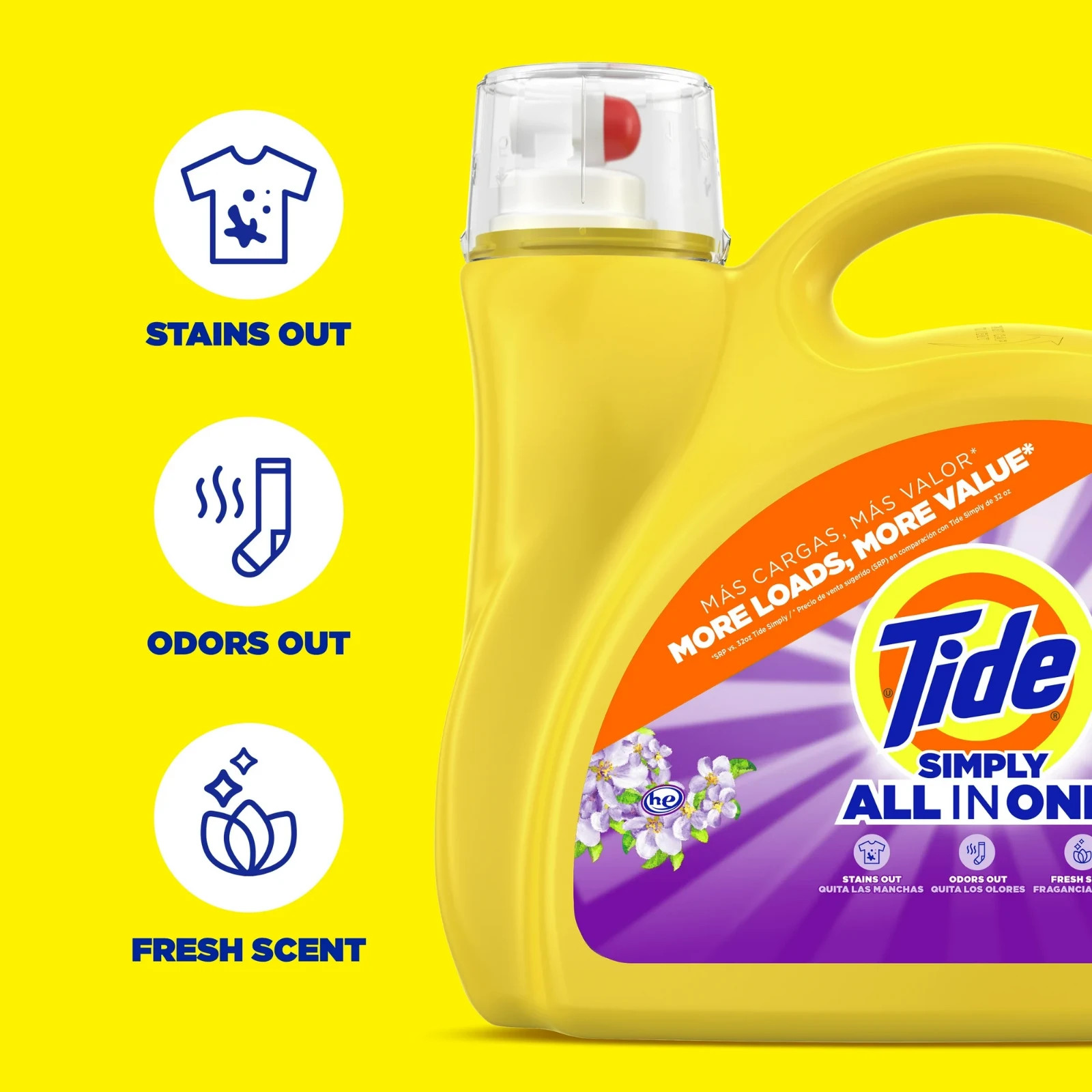 3 Pack Tide Simply All-in-One Liquid Laundry Detergent, Berry Blossom, 182 fl oz