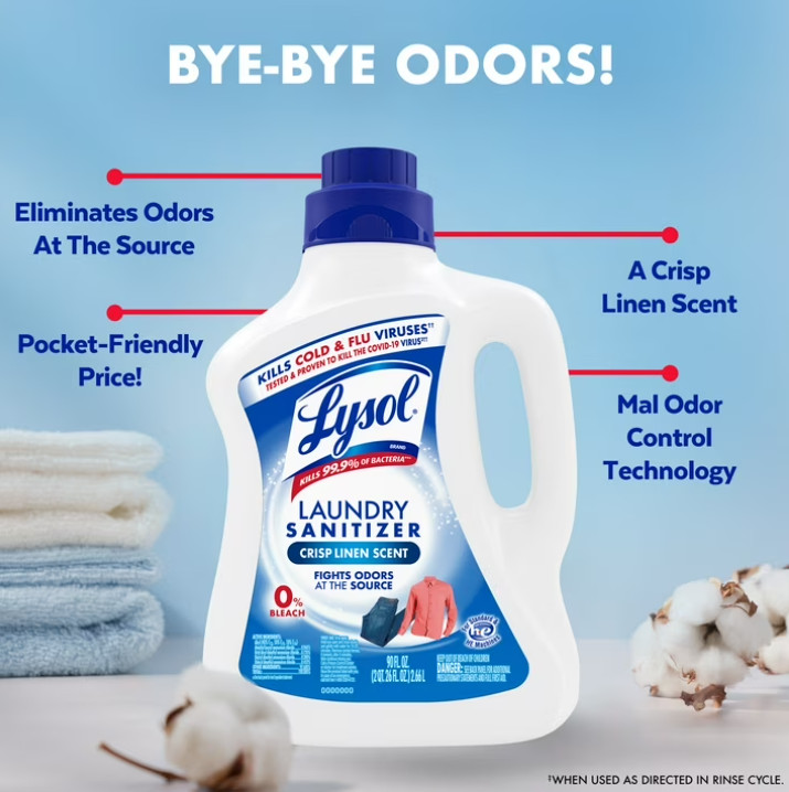 (2 pack) Lysol Laundry Sanitizer Additive, Sanitizing Liquid, 90 fl oz
