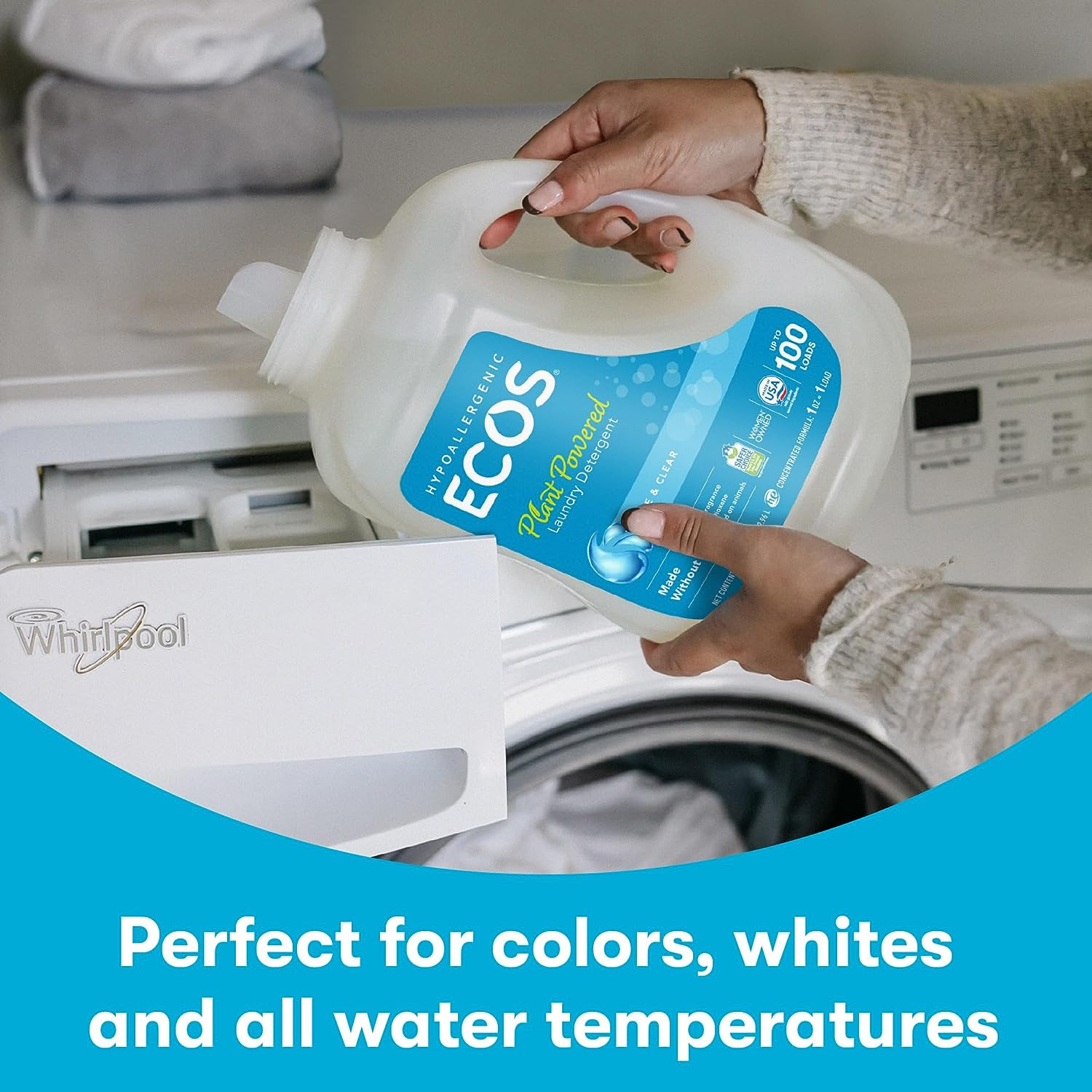 ECOS Laundry Detergent Liquid, 100 Loads – Dermatologist Tested Laundry Soap – H