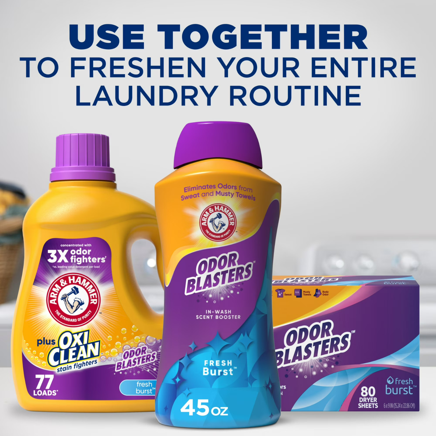 ARM & HAMMER Odor Blasters In Wash Scent Booster Fresh Burst 45 Oz, 4 Pack
