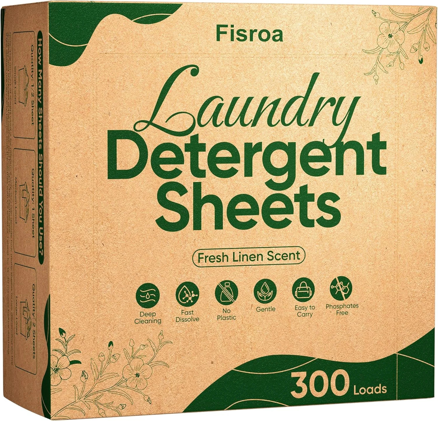 Travel Laundry Detergent Sheets Fisroa 300 Loads Eco-friendly Washing Detergent