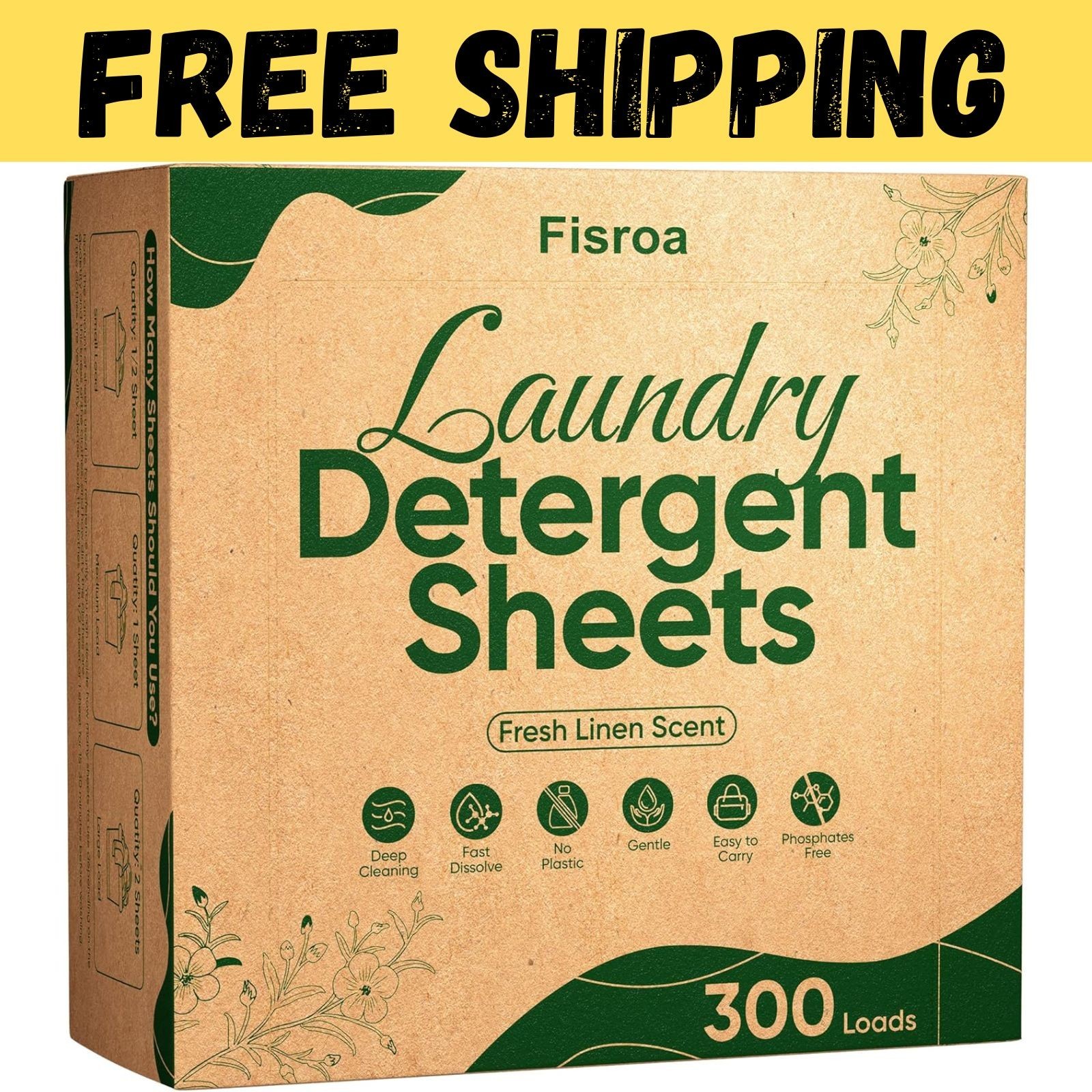 Travel Laundry Detergent Sheets 300 Loads Eco-Friendly Washing Detergent Sheets