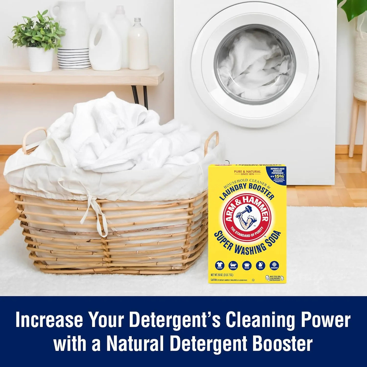 Arm & Hammer Super Washing Soda Household Cleaner and Laundry Booster 55 oz Box