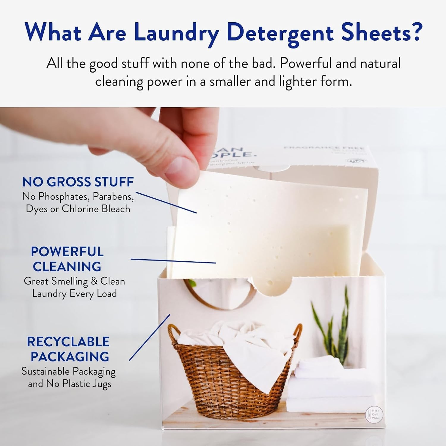 The Clean People Laundry Detergent Sheets | 32 Loads Eco Friendly | Choose Scent