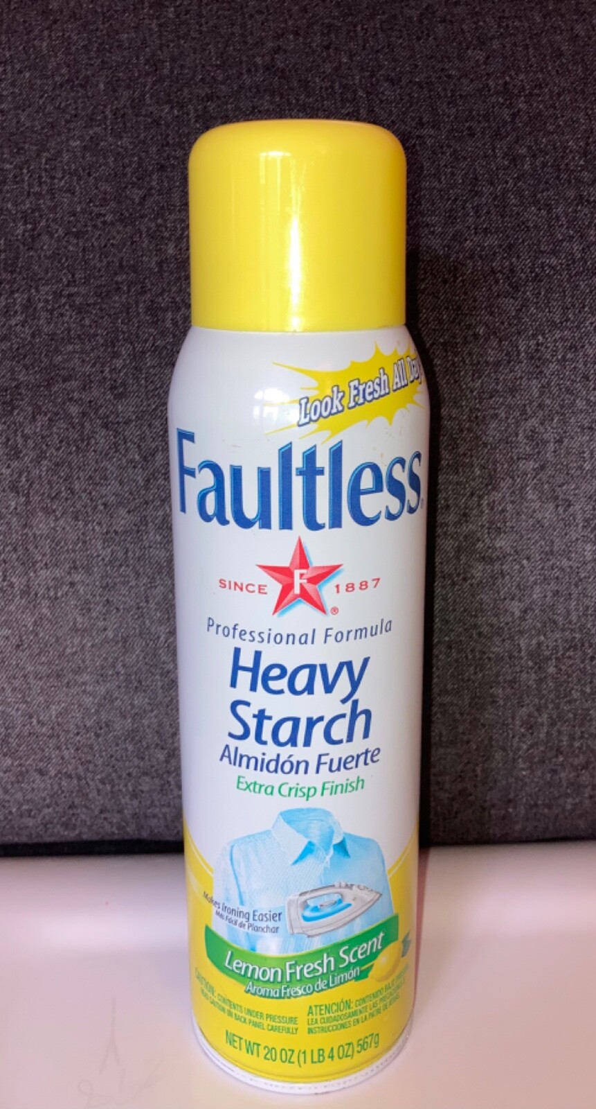 FREE SHIP FAULTLESS Professional Heavy Starch 20 oz Spray Can Lemon Fresh Scent
