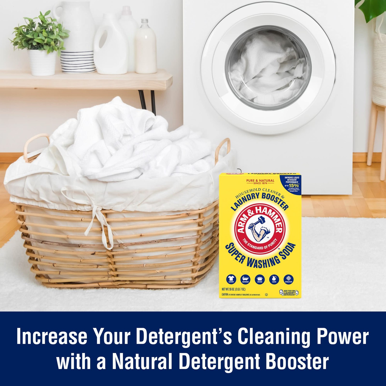 ARM & HAMMER Super Washing Soda Household Cleaner 55 Ounce (Pack of 1), Multi