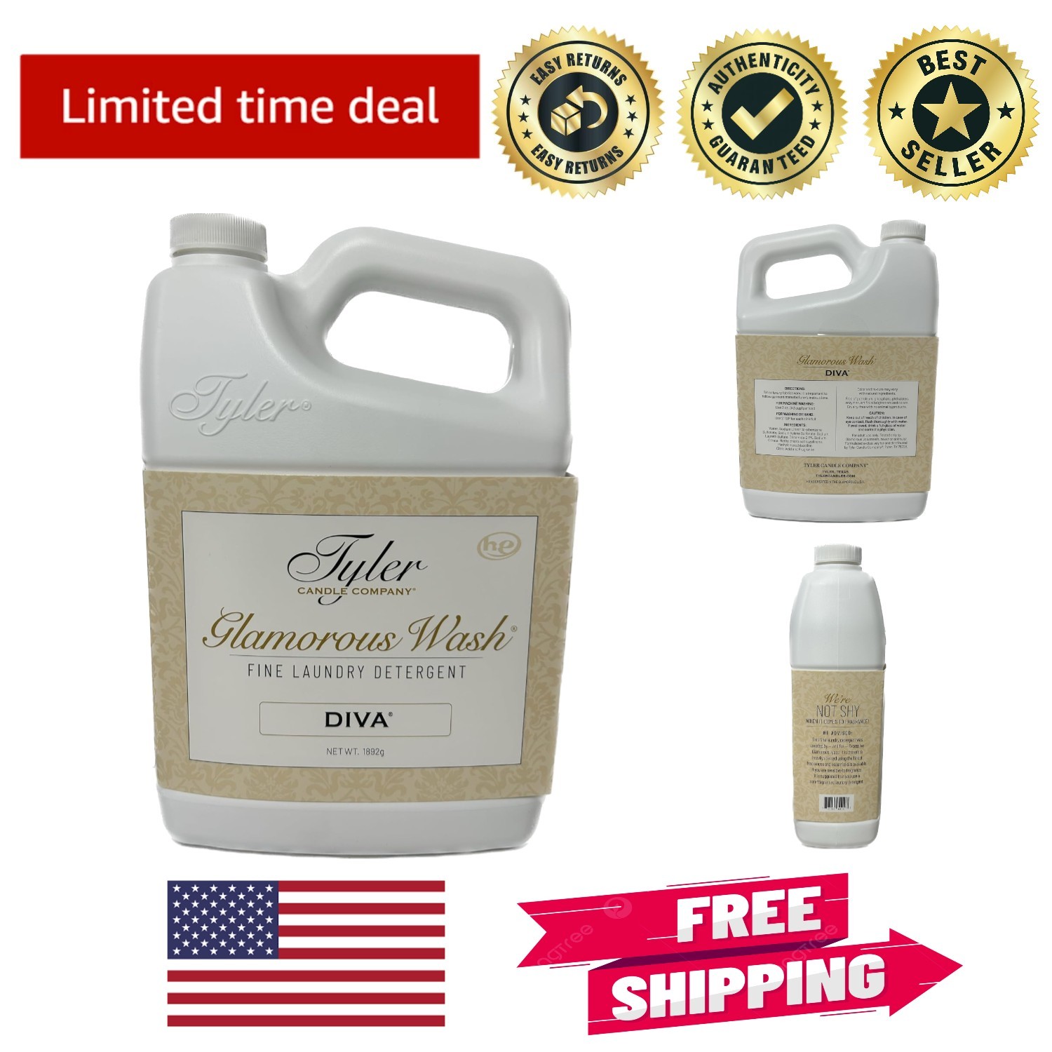Luxurious Floral Scented Tyler Glam Wash 64 Fl Oz – Biodegradable Detergent