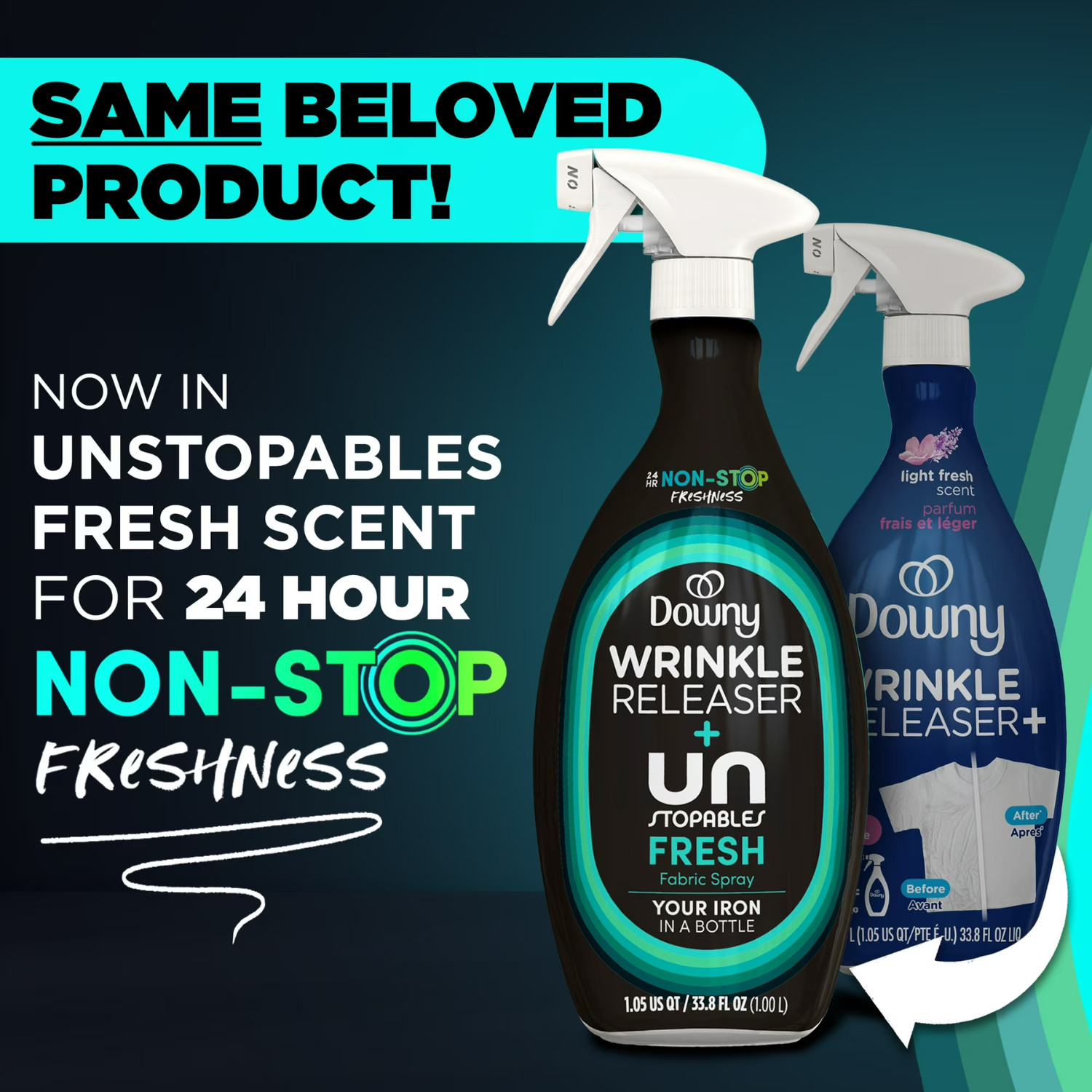 3PK Downy Wrinkle Releaser & Refresher Fabric Spray Unstopables Fresh 33.8 fl oz