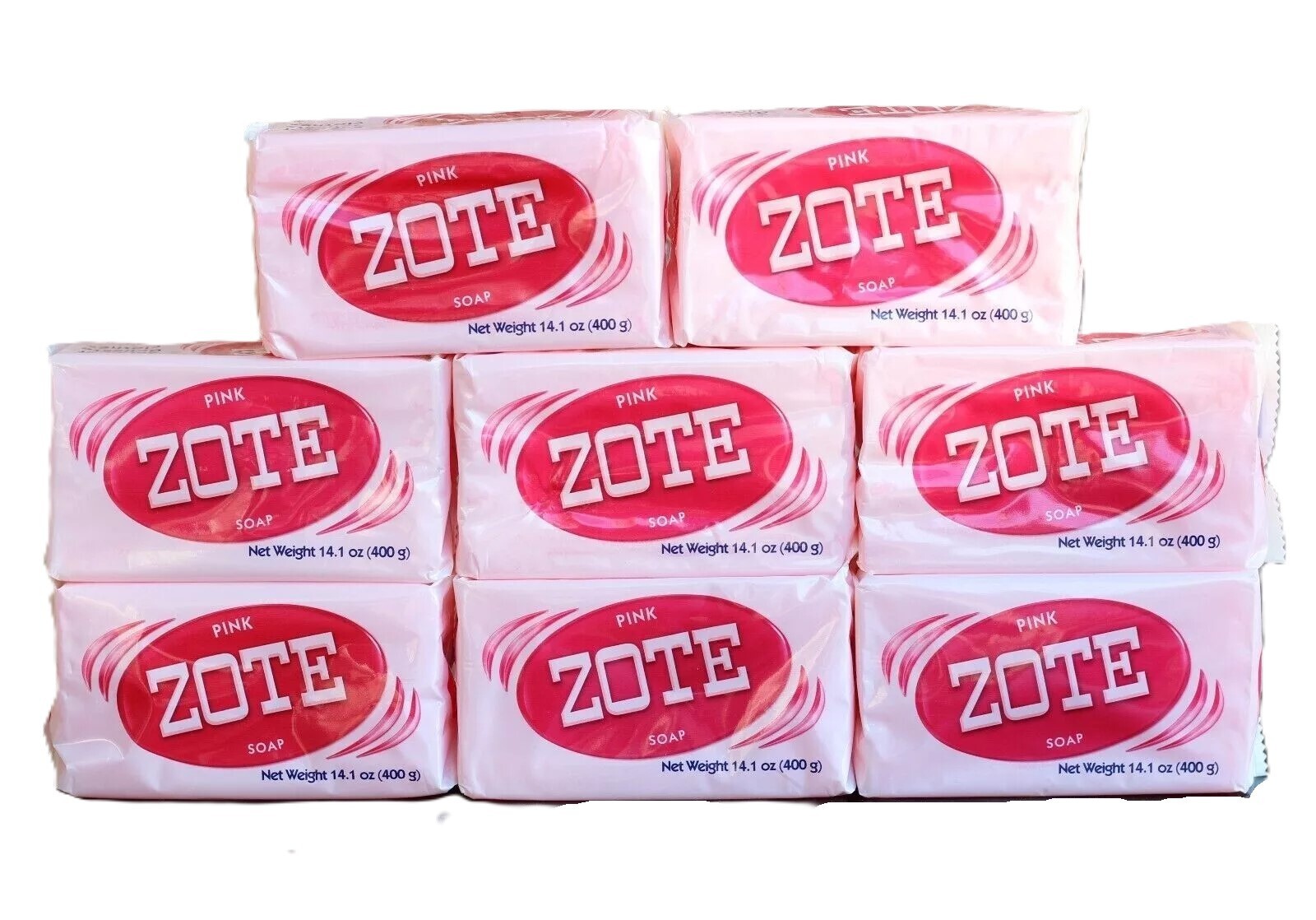 8 Bar Zote Pink & White Soap, Hand Wash Soap for Stains 400g Large Zote Jabon
