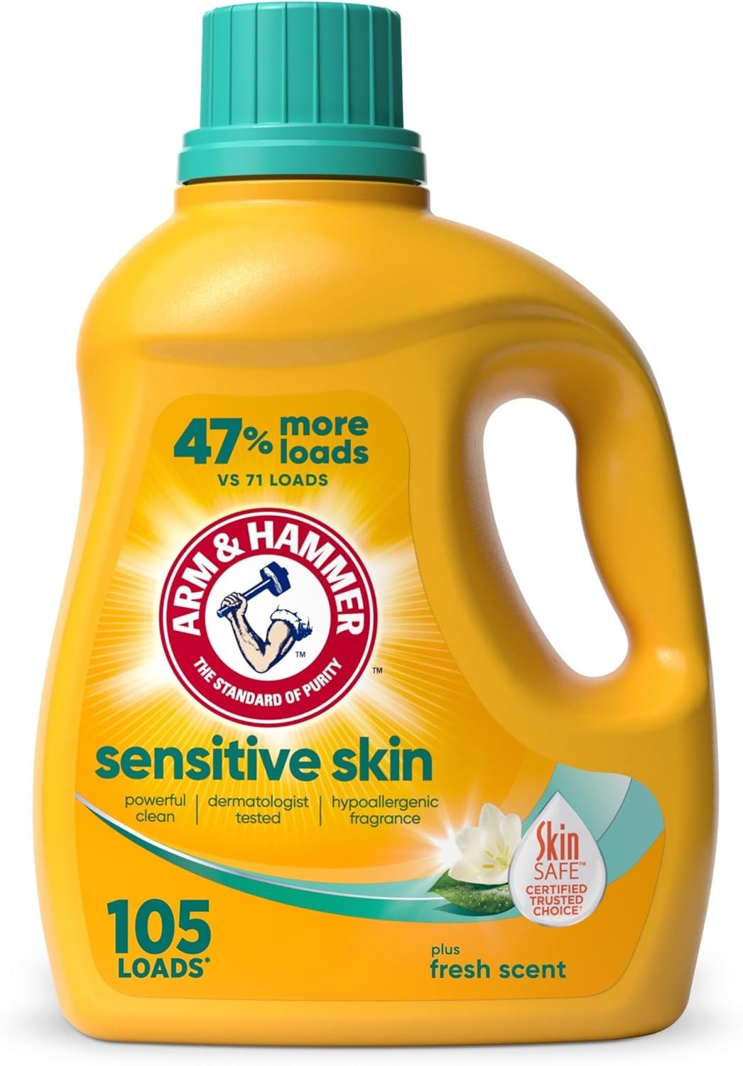 Fresh Scent Sensitive Skin Liquid Detergent – 105 Loads, Dermatologist-Tested