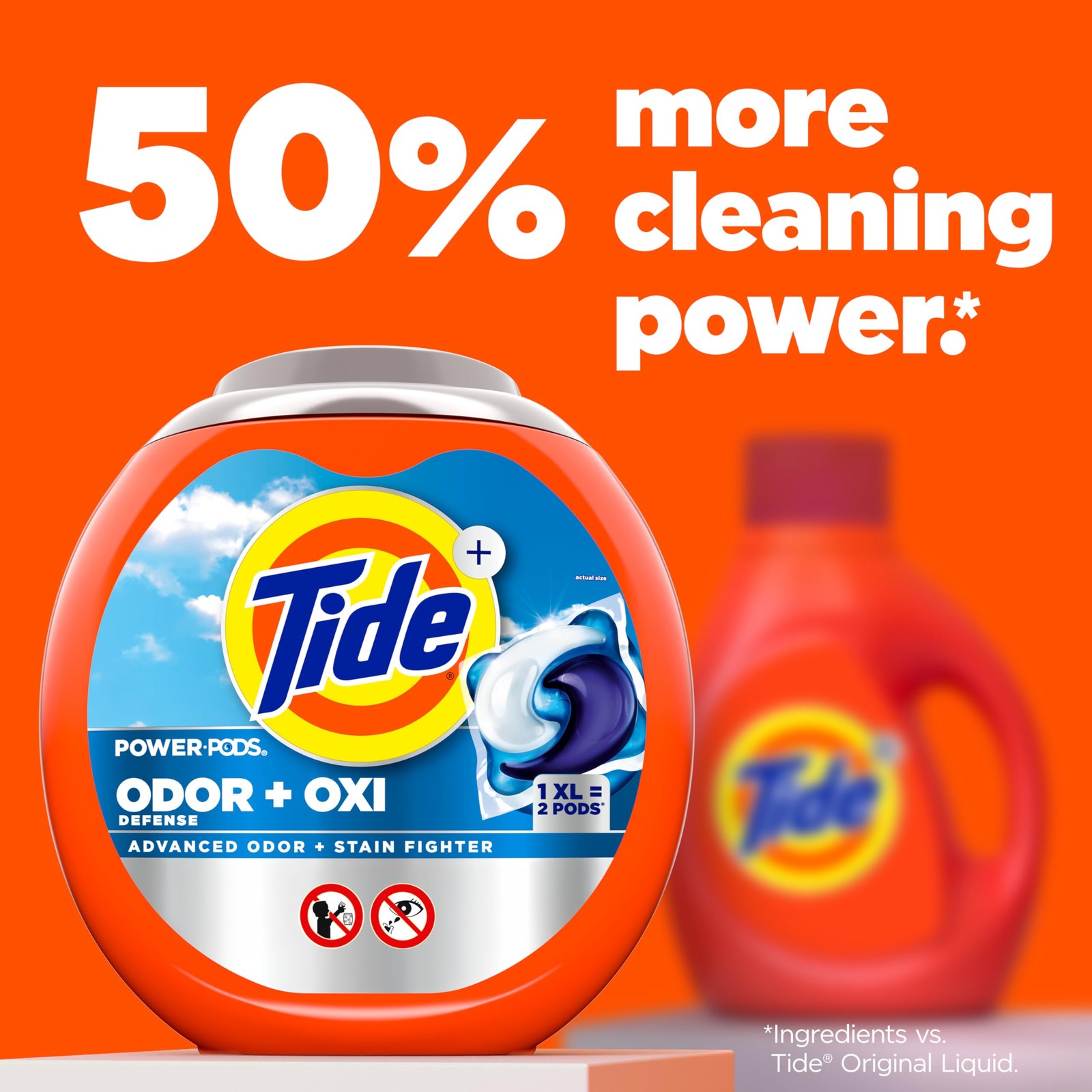 Tide Ultra OXI Power PODS 18 Ct Odor Eliminator Detergent for Tough Stains