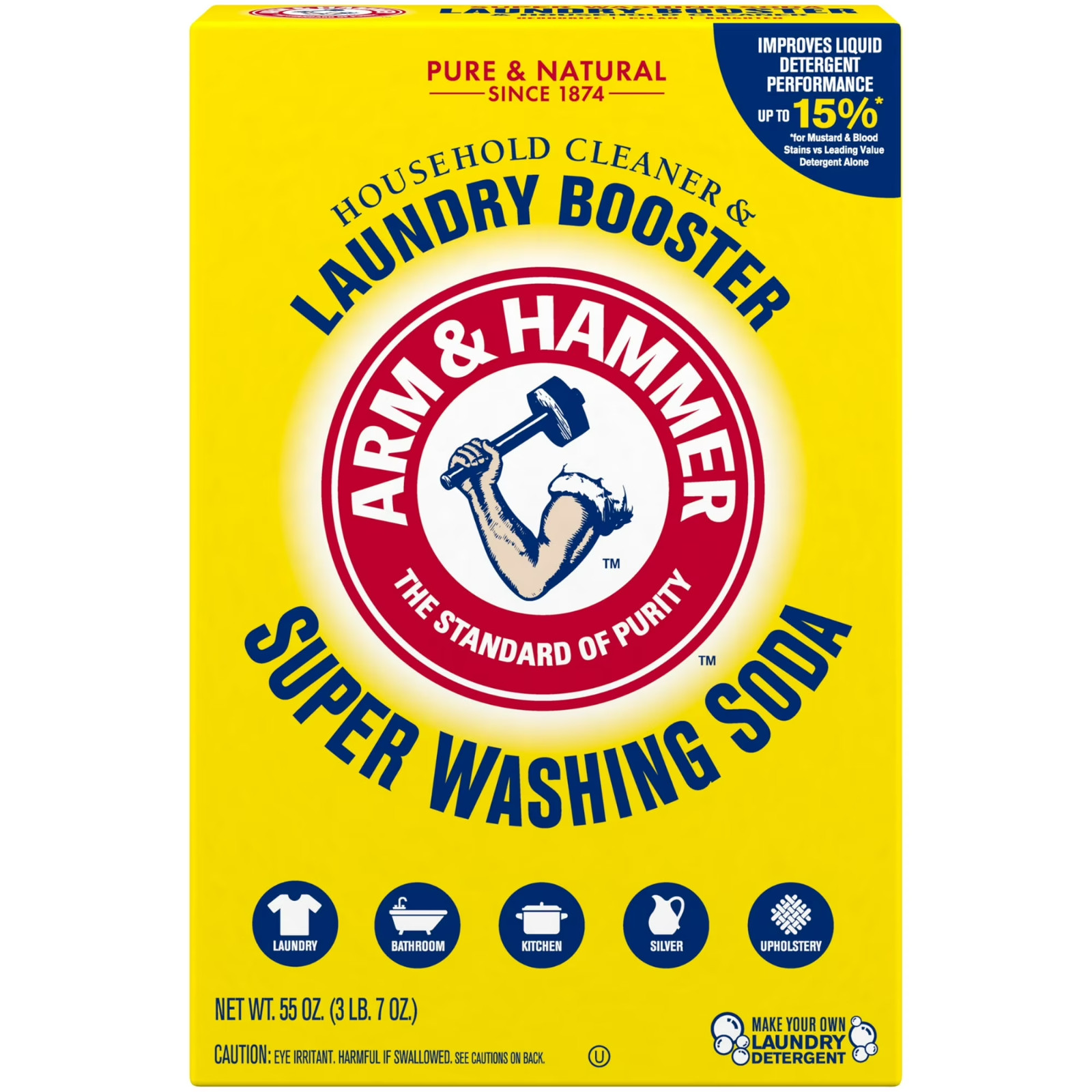 ARM & HAMMER Washing Soda Laundry Booster Cleaner Detergent Additive 55 Oz