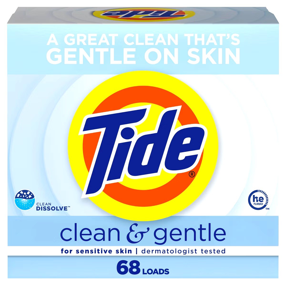 2 PACK – Tide Clean and Gentle Powder Laundry Detergent, Unscented, 136 LOADS