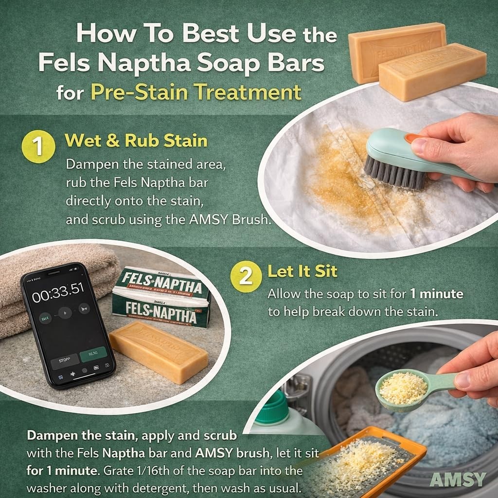 Multifunctional Stain Remover Laundry Bundle with Cleaning Brush & 2 Fels Naphta
