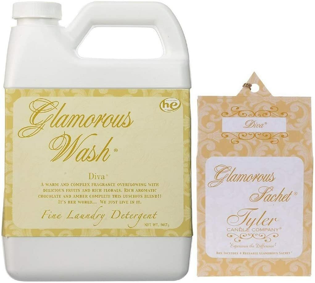 Tyler Candle Glamorous Wash Diva Laundry Detergent 128oz w/Diva Sachets Bundle