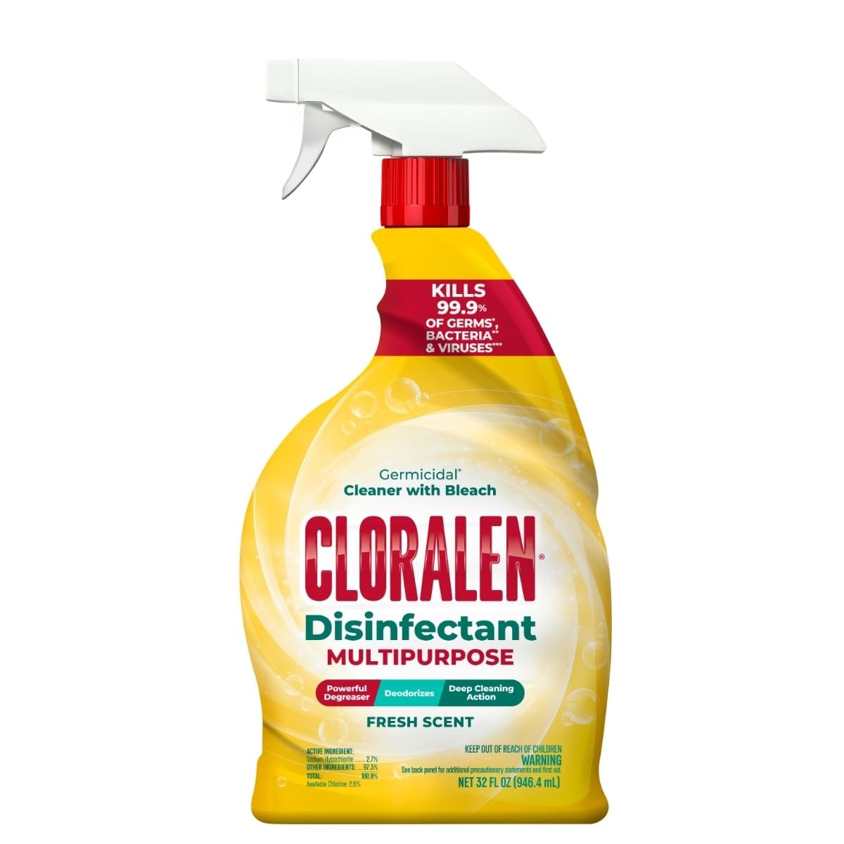 Cloralen All Purpose Cleaner with Bleach Spray – 32 Fl Oz (Pack of 1), Yellow