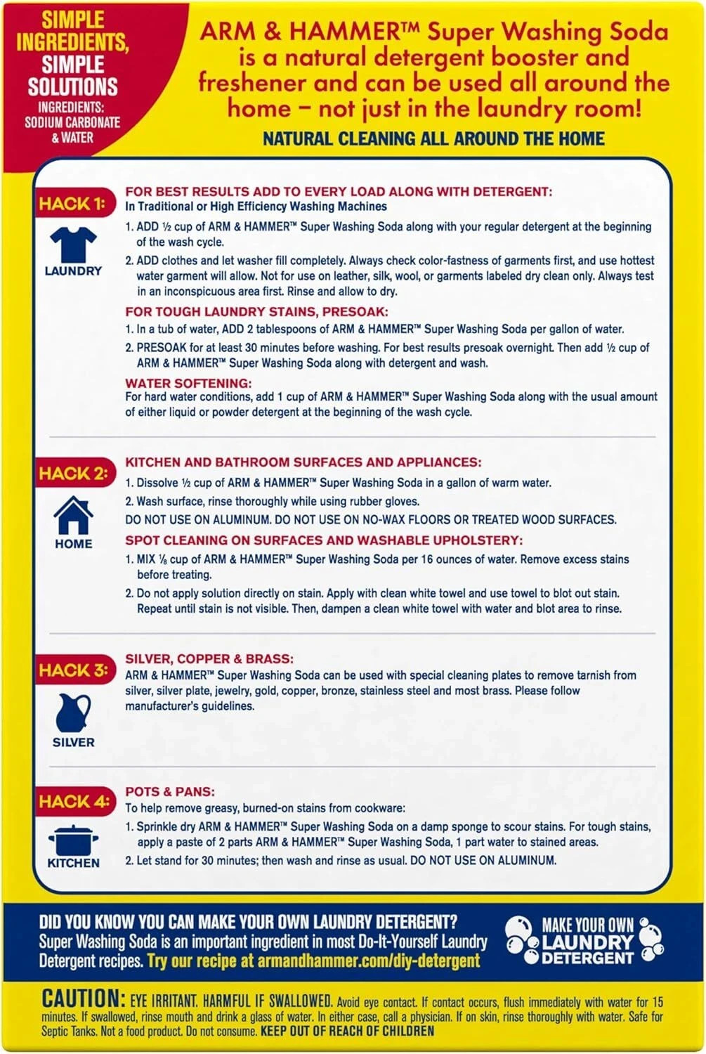 Arm & Hammer Super Washing Soda Detergent Booster & Household Cleaner, 55oz.