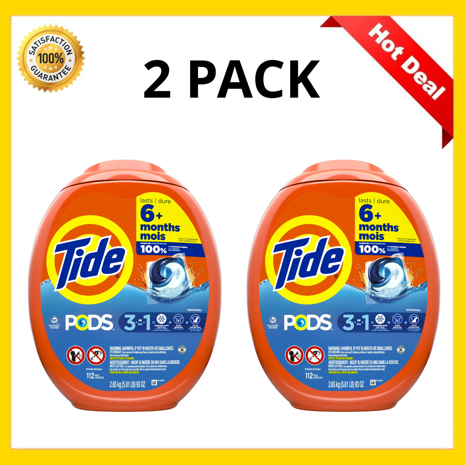 Tide PODS Liquid Laundry Detergent Pacs, Original Scent, 112 Count, 2 Pack