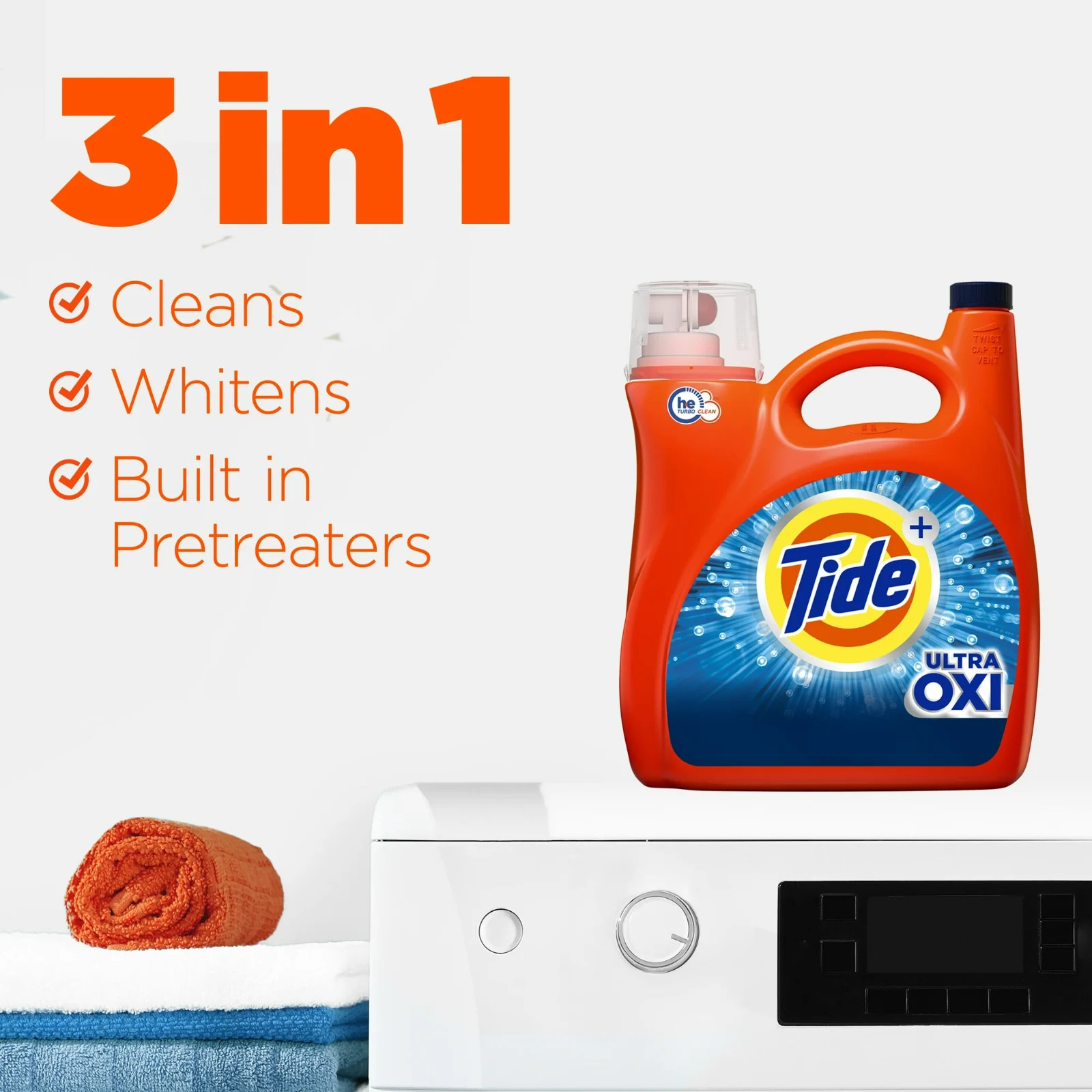 3 pack, Tide Ultra Oxi Liquid Laundry Detergent, Compatible, 132 fl oz, 94 Loads