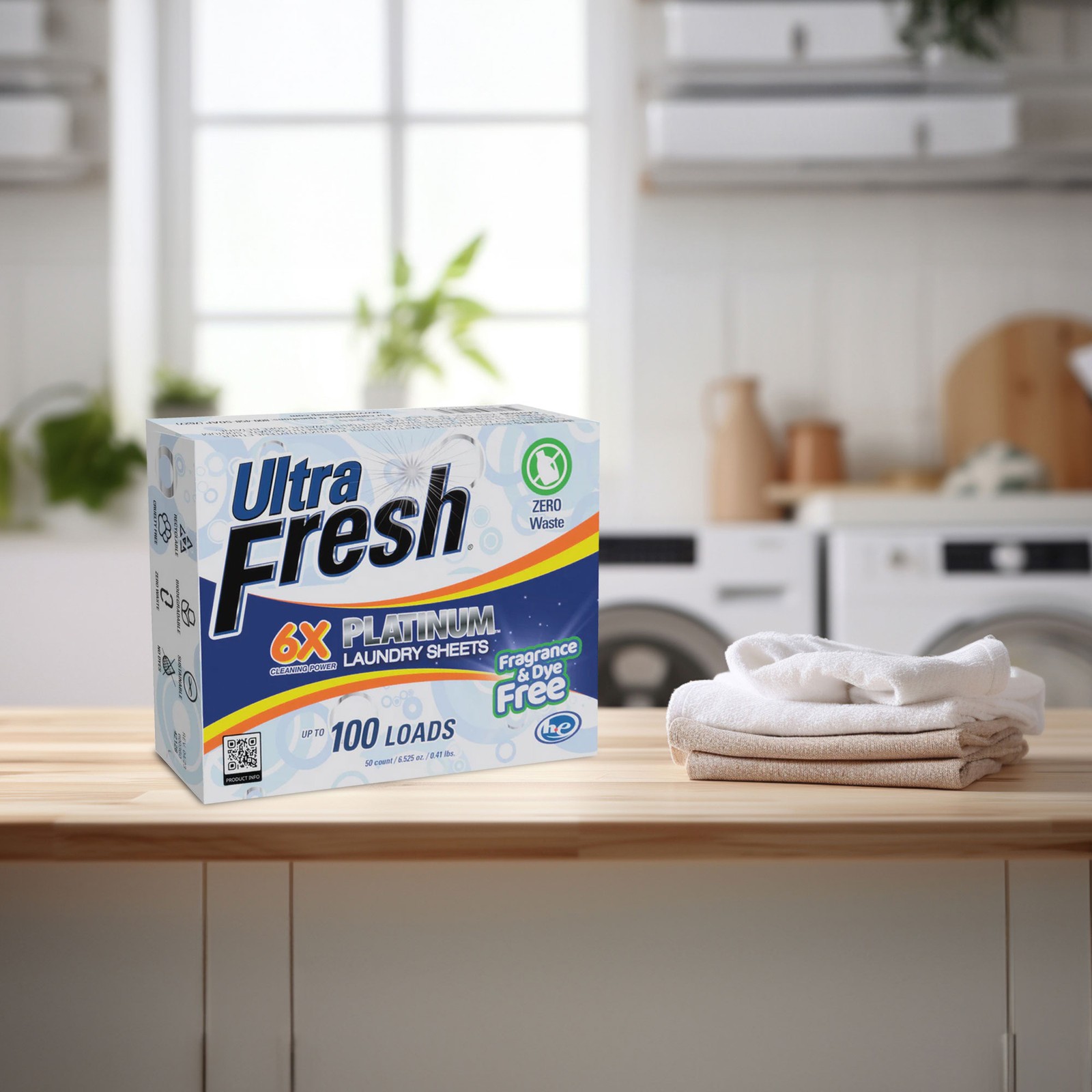 Ultra Fresh Platinum 6X Laundry Detergent Sheets, Fragrance & Dye Free, 3 Pack