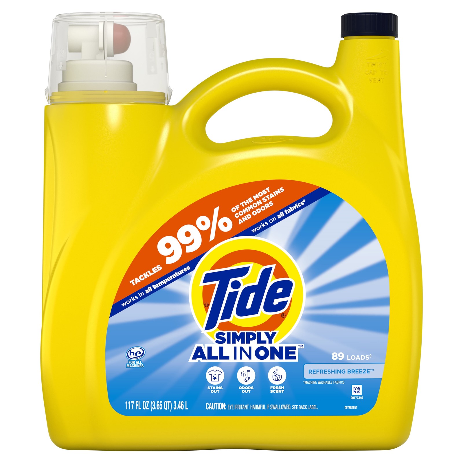 Simply All-In-One Liquid Laundry Detergent, Refreshing Breeze Scent, 117 fl oz
