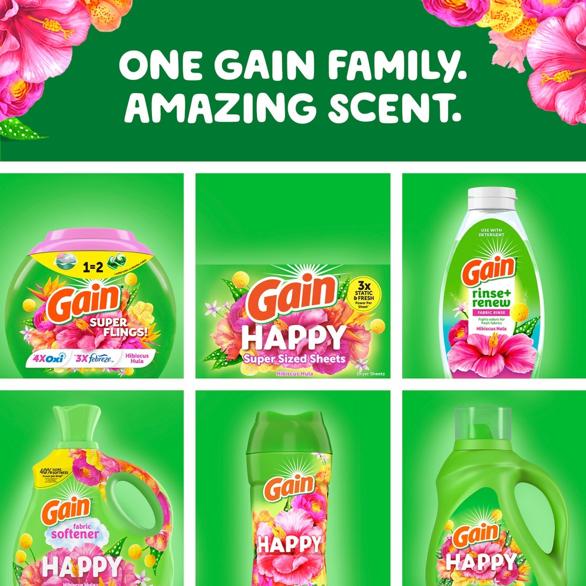 Gain Happy Hibiscus Hula HE Liquid Laundry Detergent: 132 fl oz, 100 Loads