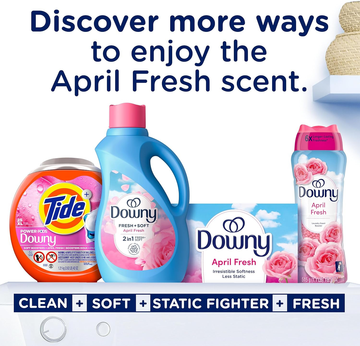 Liquid Fabric Softener, April Fresh 2-in-1 Fresh & Soft, 140 Fl Oz, 190 Loads…