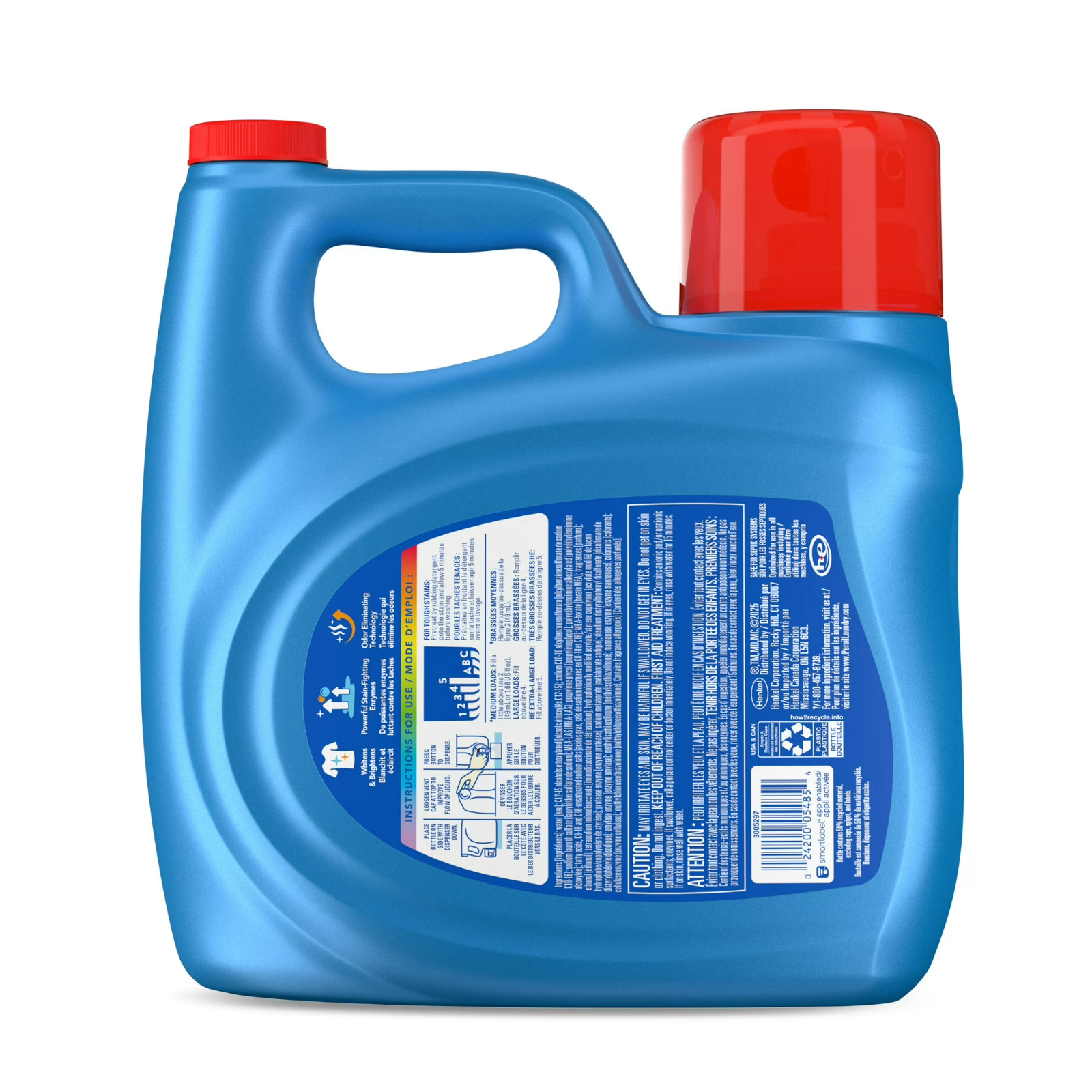 Persil Advanced Clean Oxi+Odor Power Liquid Laundry Detergent,126fl oz, 75 Loads