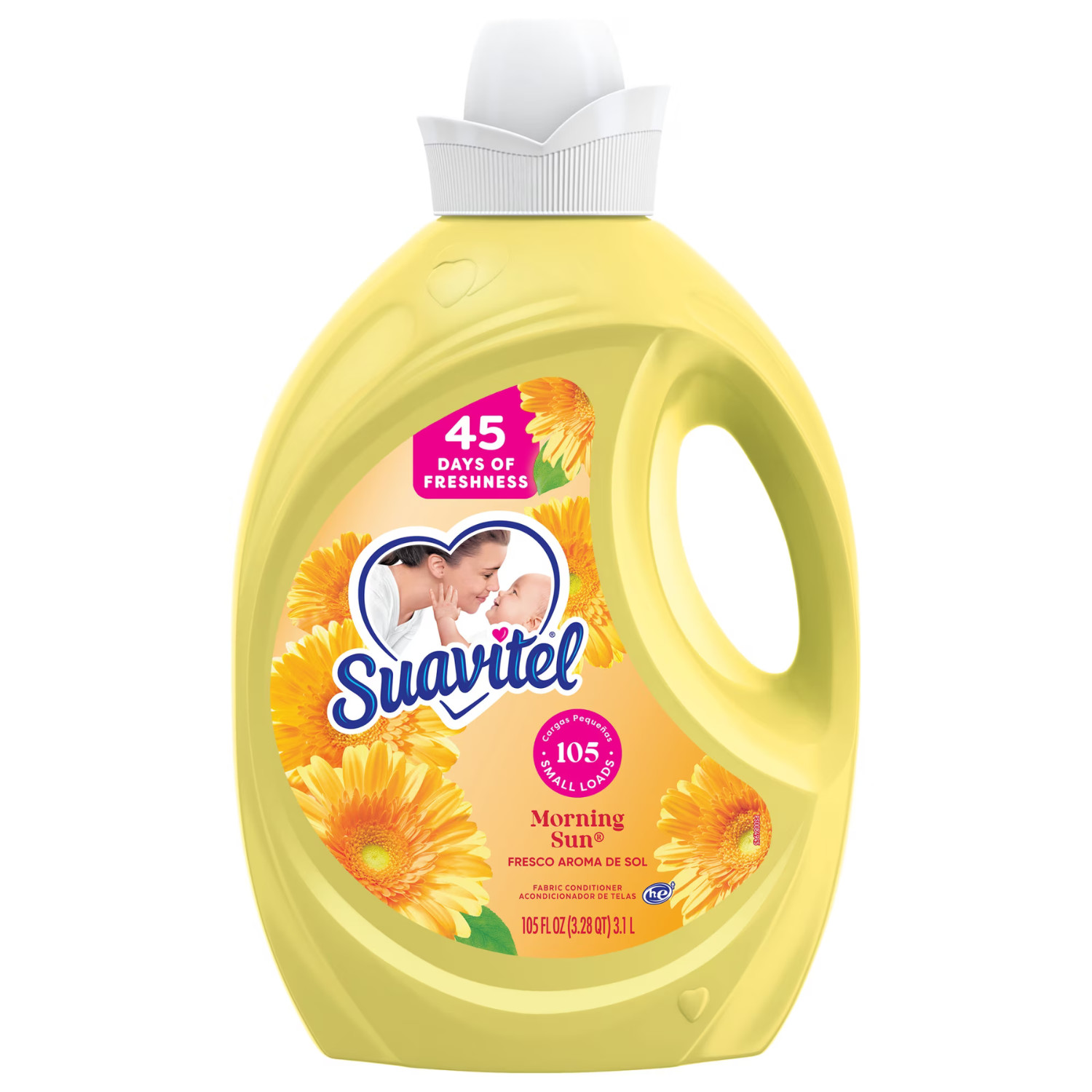 Suavitel Morning Sun Fabric Softener 105oz Liquid Conditioner 105 Loads, 4 Pack
