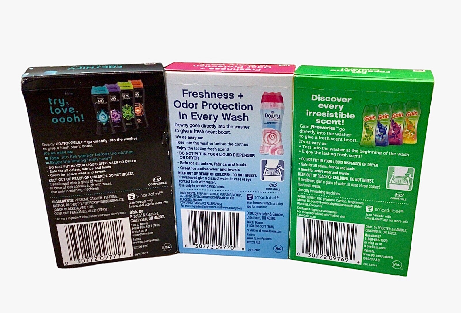 3 Downy Unstopables Fresh~Gain Fireworks~April Fresh~Laundry Scent Booster Beads