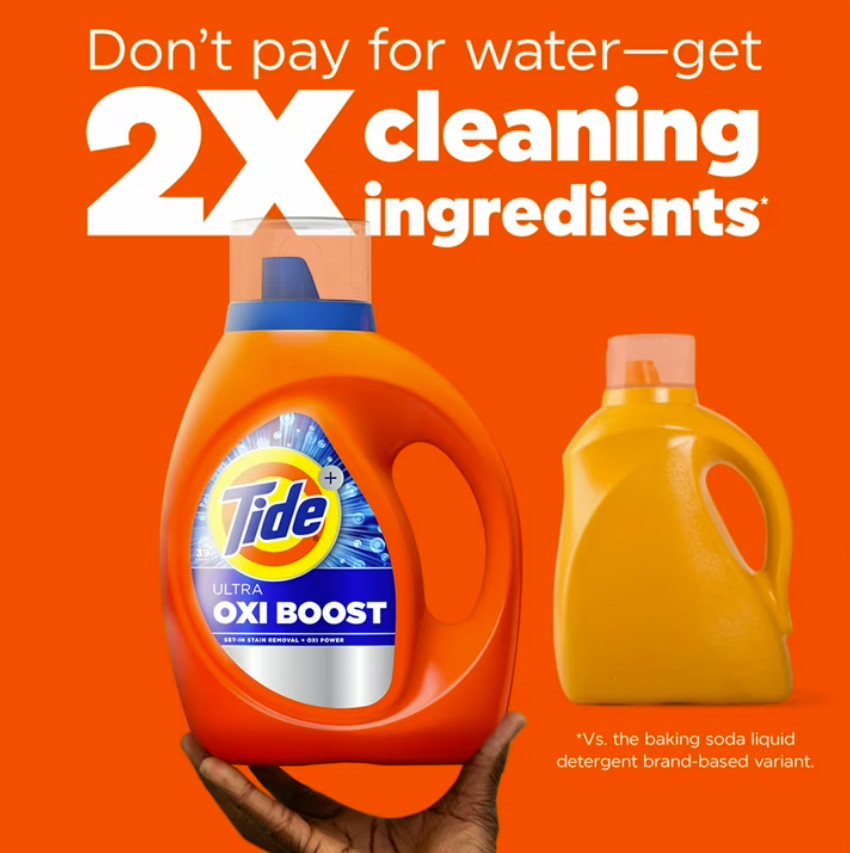 2P Tide Laundry Detergent Liquid, Advanced Stain Remover, 148 fl oz, 105 Loads