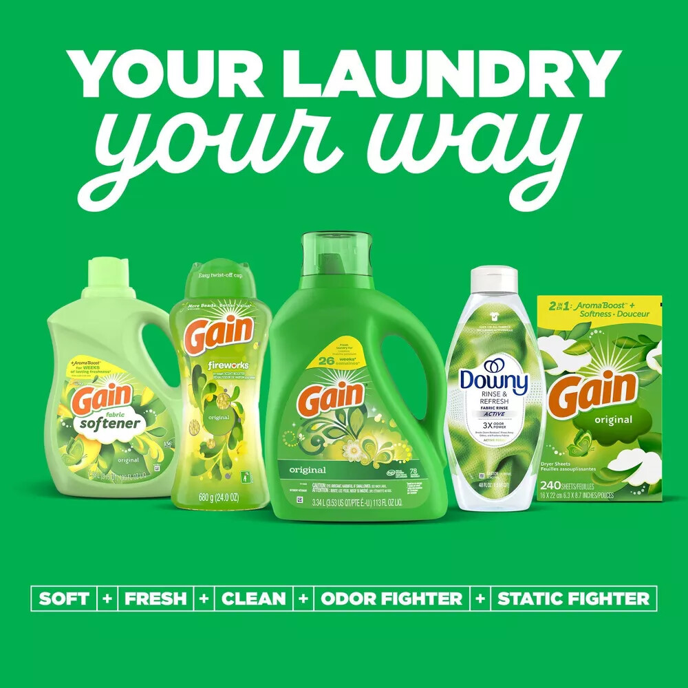 + Aroma Boost Liquid Laundry Detergent, Original Scent, 128 Loads, 184 fl oz, HE