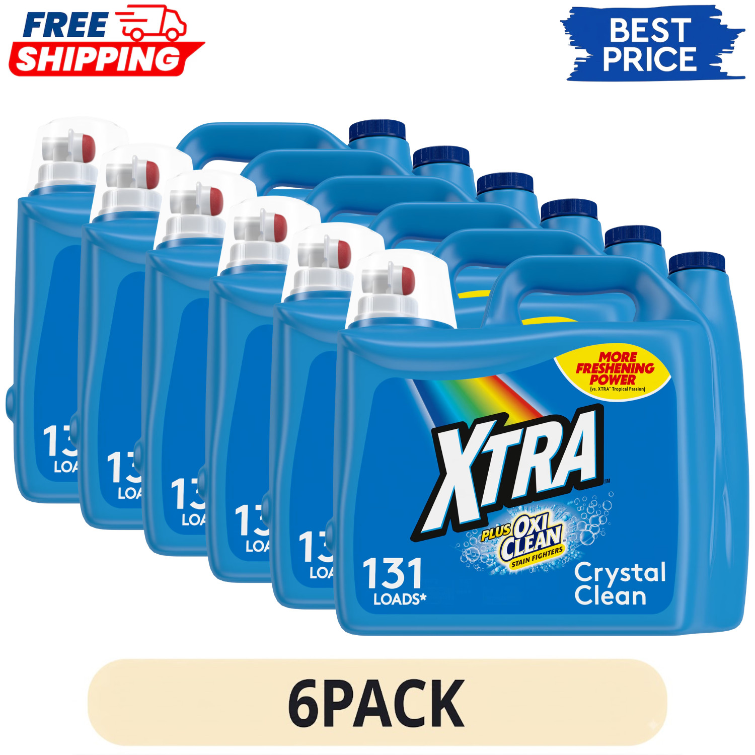 6 Pack Xtra Plus OxiClean Liquid Laundry Detergent 203.1 fl oz 131 Loads