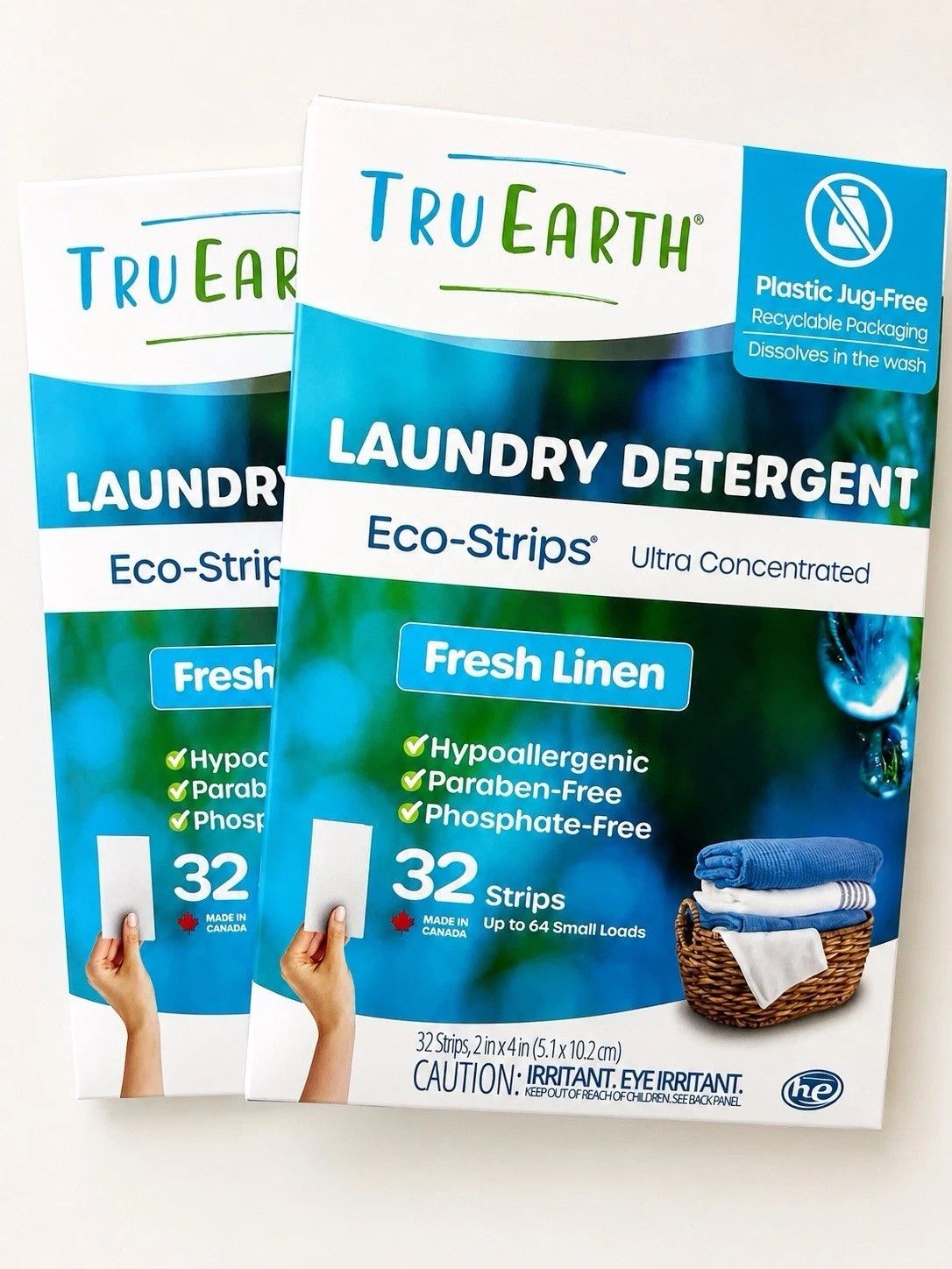 2X Tru Earth Laundry Detergent Ultra Concentrated Fresh Linen 64 Eco-Strips