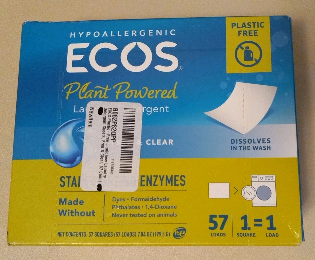 ECOS Plant Powered Laundry Detergent Free & Clear 57 Loads New