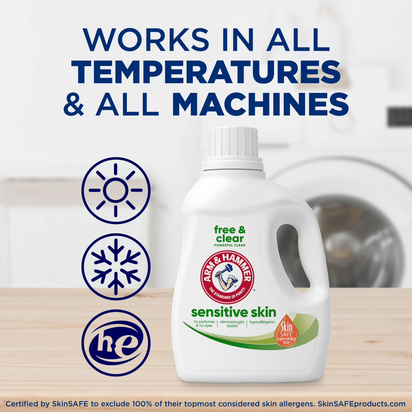 ARM & HAMMER Sensitive Skin Free & Clear Liquid Detergent, 105 fl oz, 105 Loads