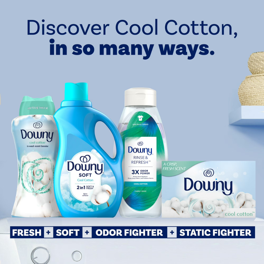 Downy Liquid Fabric Softener, Cool Cotton Scent, 77 fl oz, 105 Loads, 3Pack Bulk