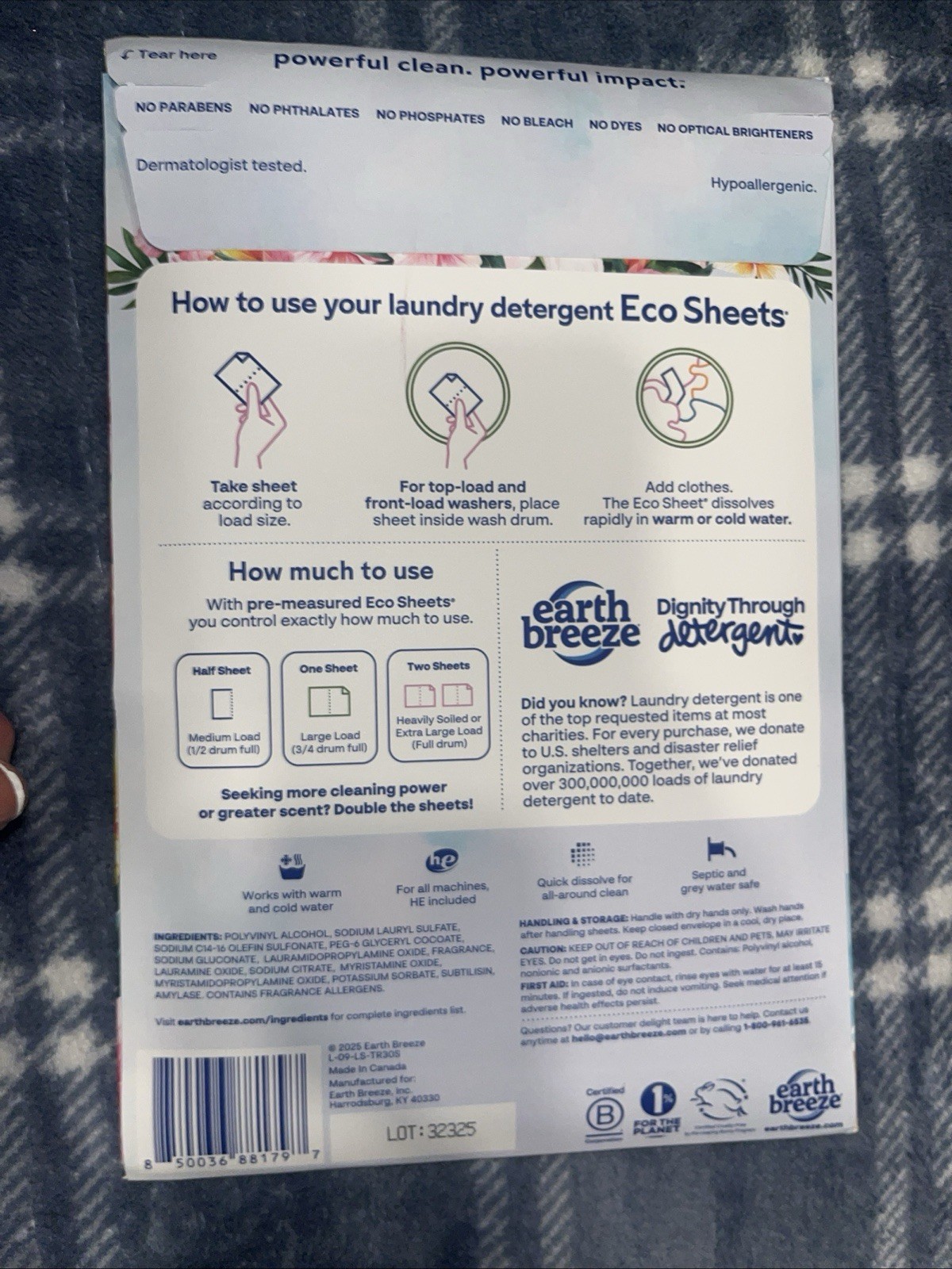 Earth Breeze Laundry Detergent Eco Sheets Island Tropics 30ct 60 Loads New