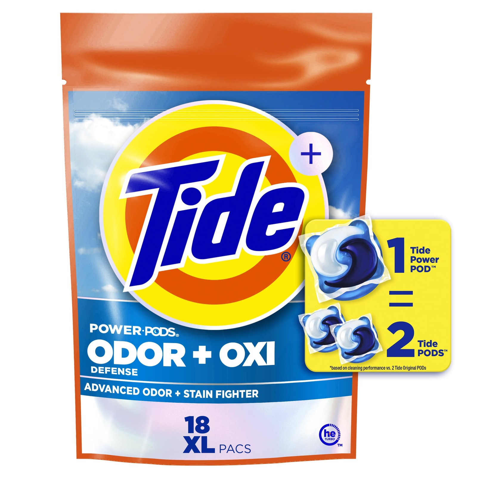 Tide Ultra OXI Power PODS 18 Ct Odor Eliminator Detergent for Tough Stains