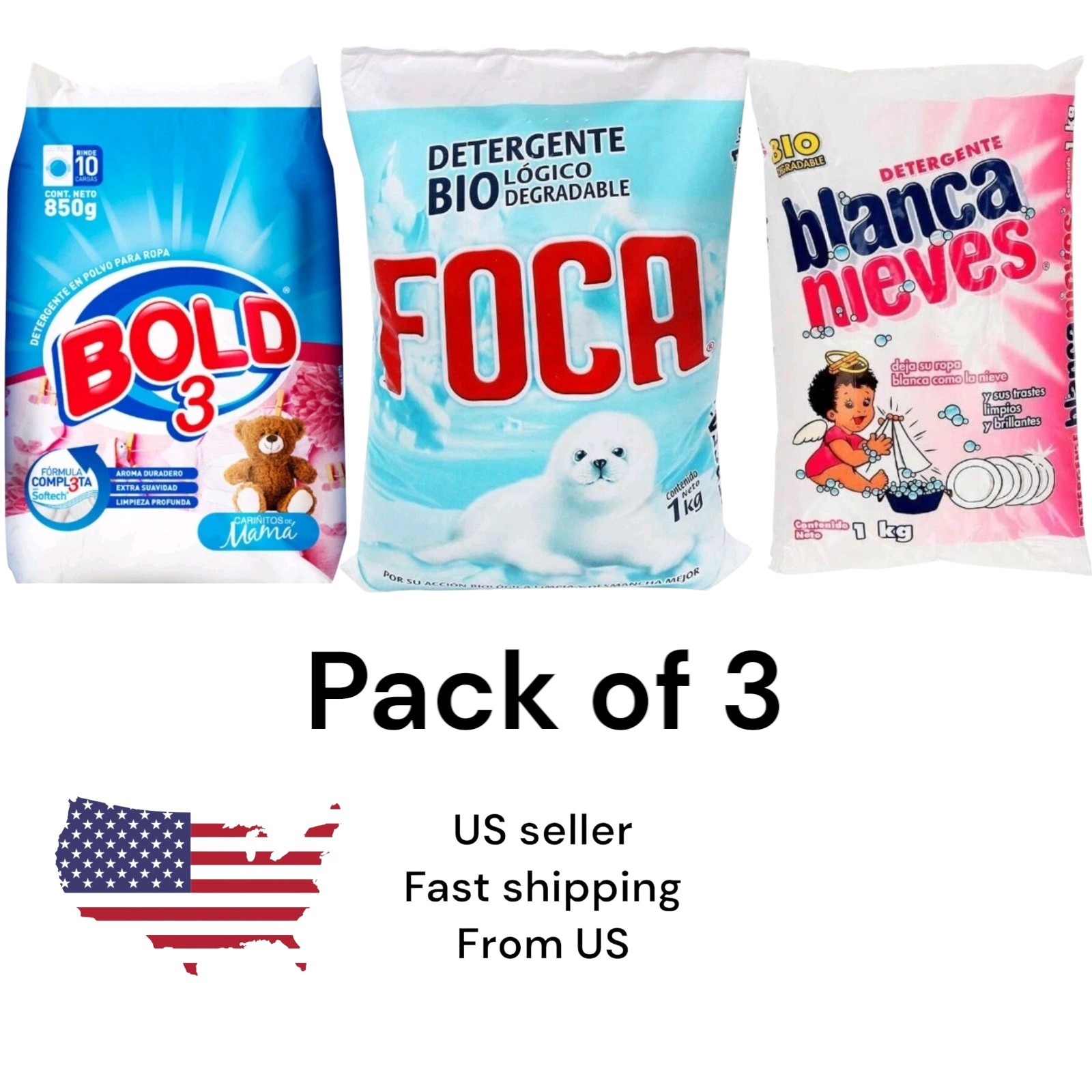 Mixto pack 3 Jabónes de Polvo para Lavar / Bundle of 3 Laundry Powder Detergent