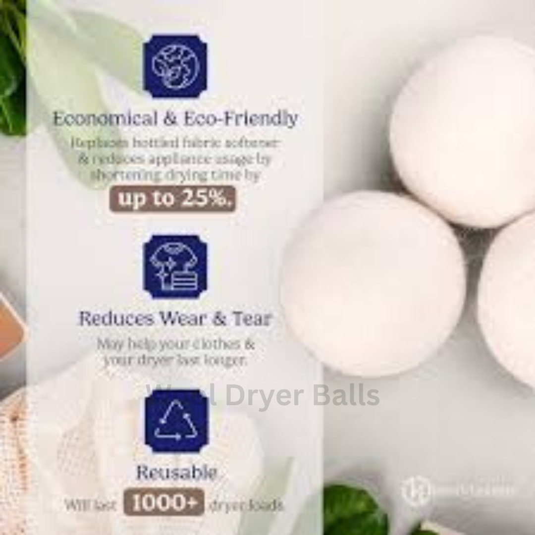 Handy Laundry Wool Dryer Balls – Natural Fabric Softener, Reusable, Reduces Clot