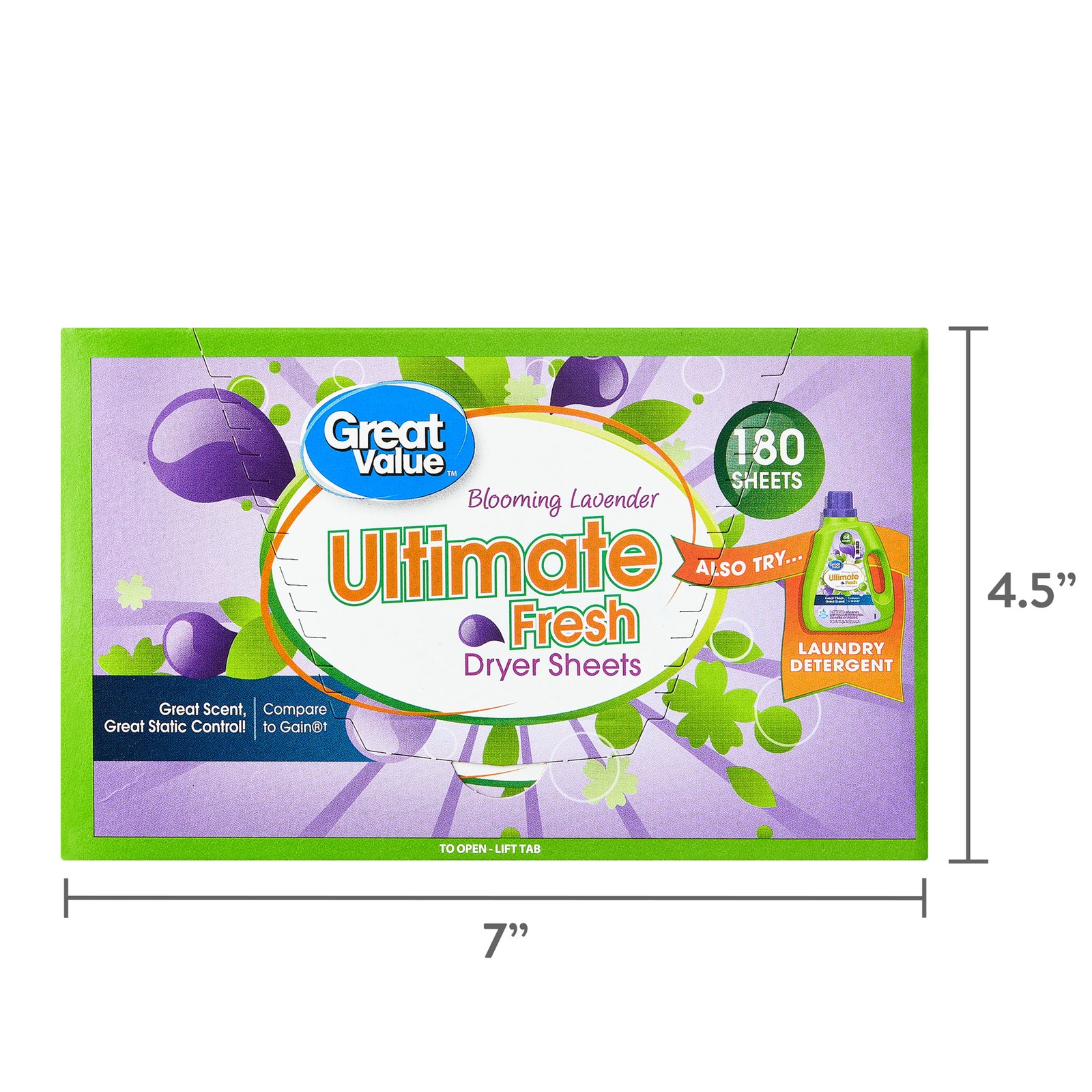 Great Value Ultimate Fresh Dryer Sheets, Blooming Lavender, 180 Count