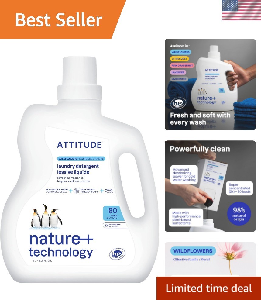 Liquid Laundry Detergent, EWG Verified, HE Compatible, Plant-Based & , Natura…