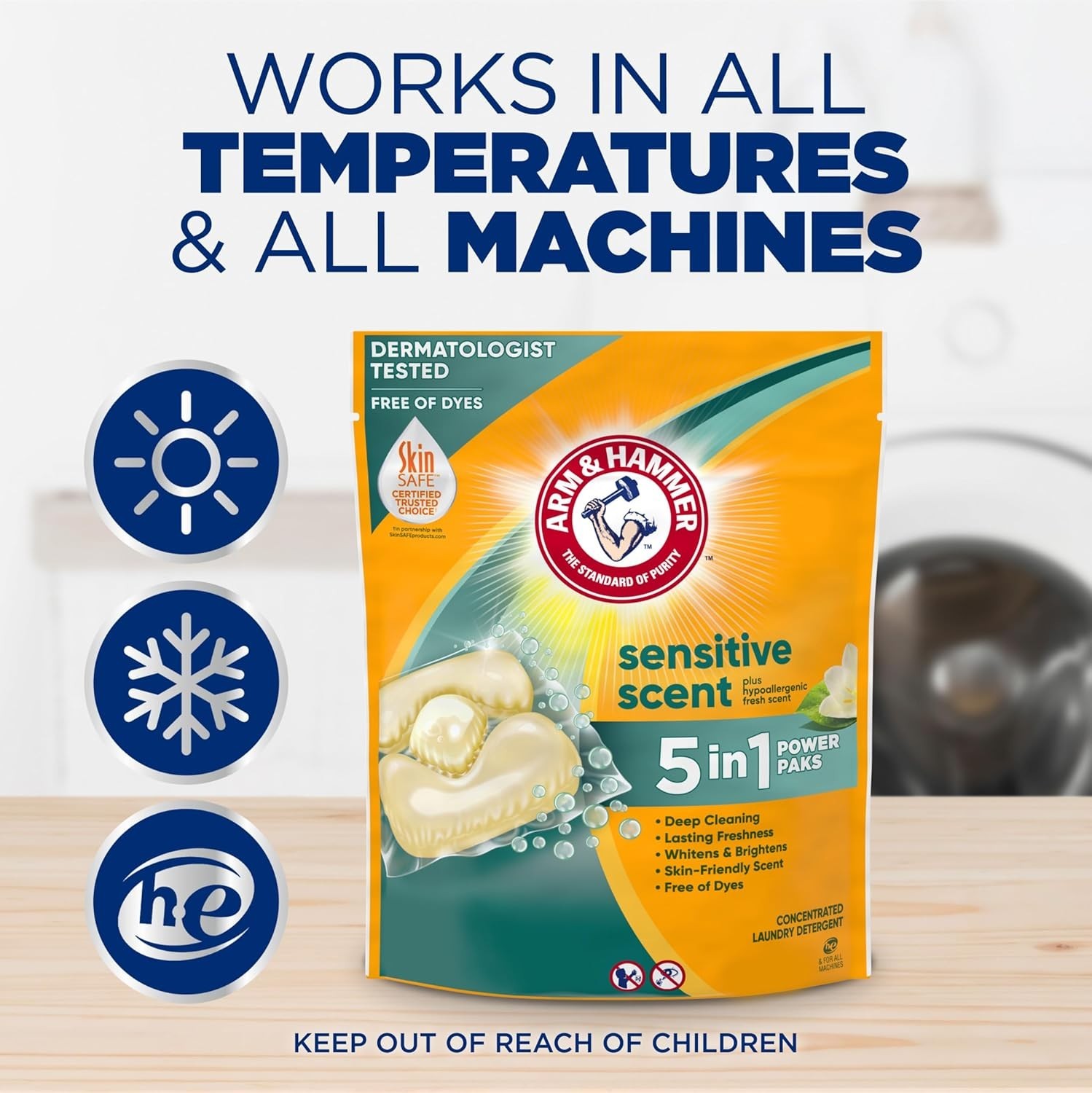 Dye-Free 5-in-1 Laundry Power Paks, 42 Count – Machine Wash Gentle Formula