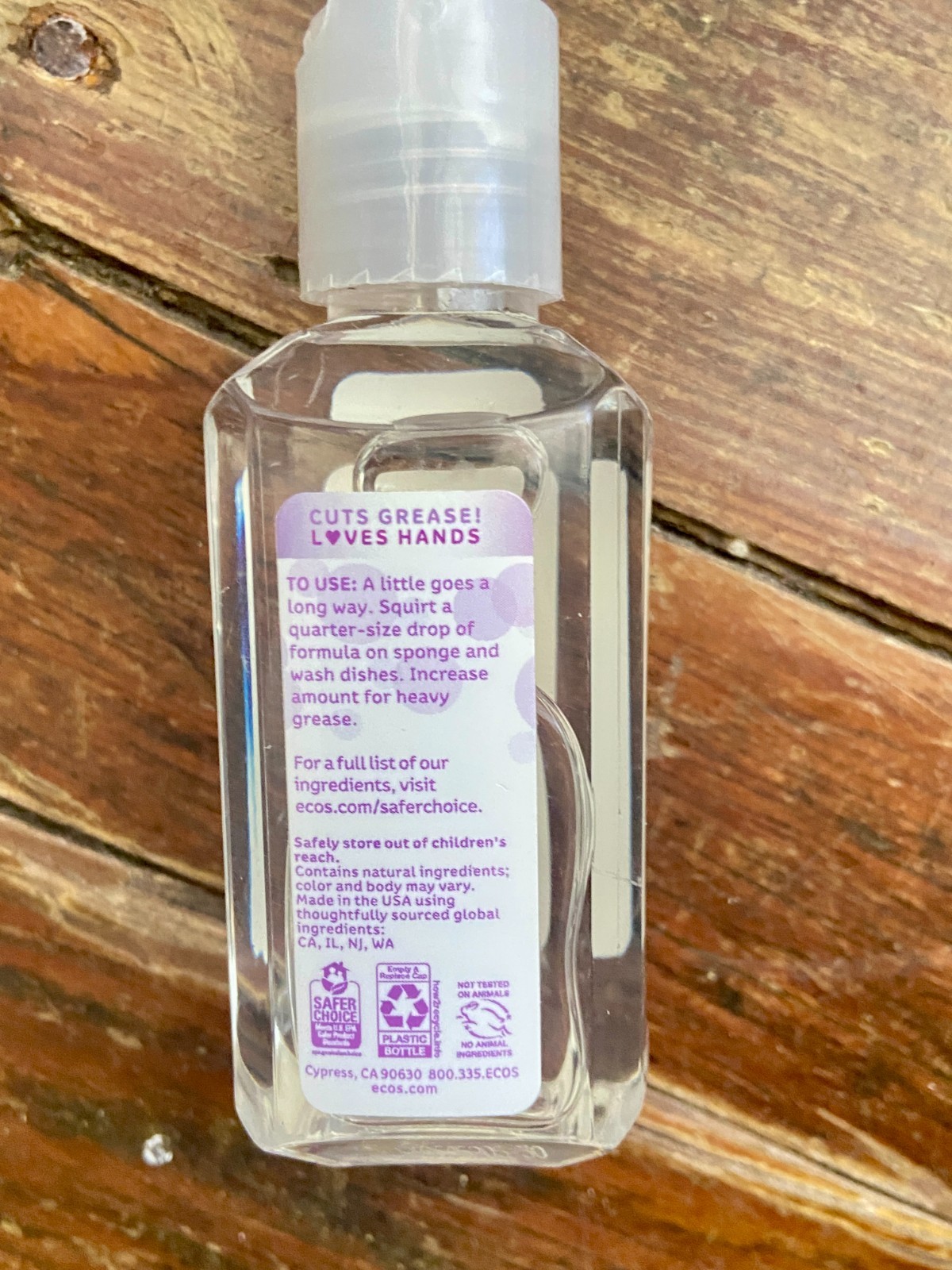1 Bottle Ecos Travel Size Liquid Hand Dish Washing Soap Lavender 4 oz USA
