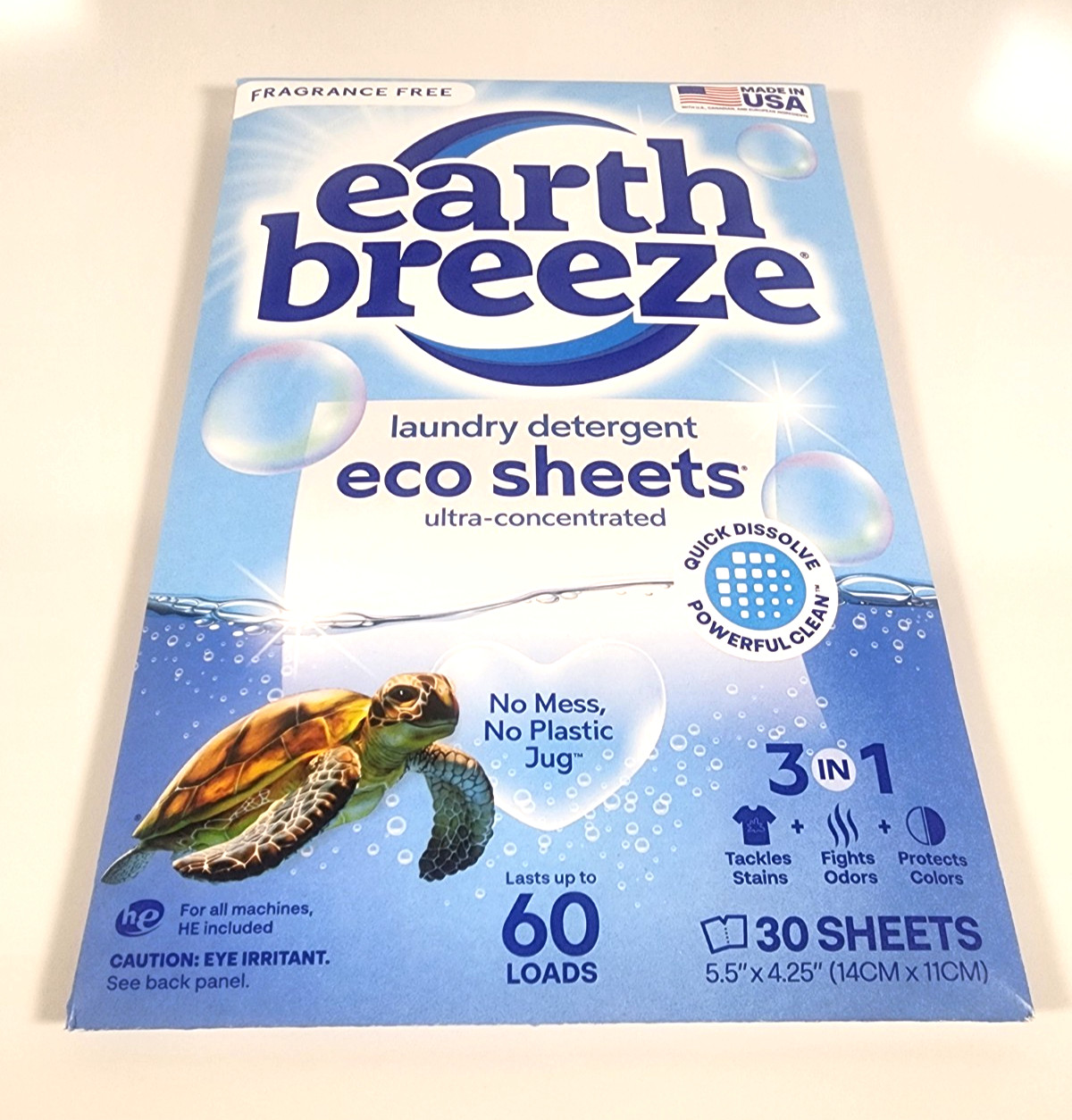 Earth Breeze Laundry Detergent Eco Sheets – Fragrance Free – 30ct Up To 60 Loads