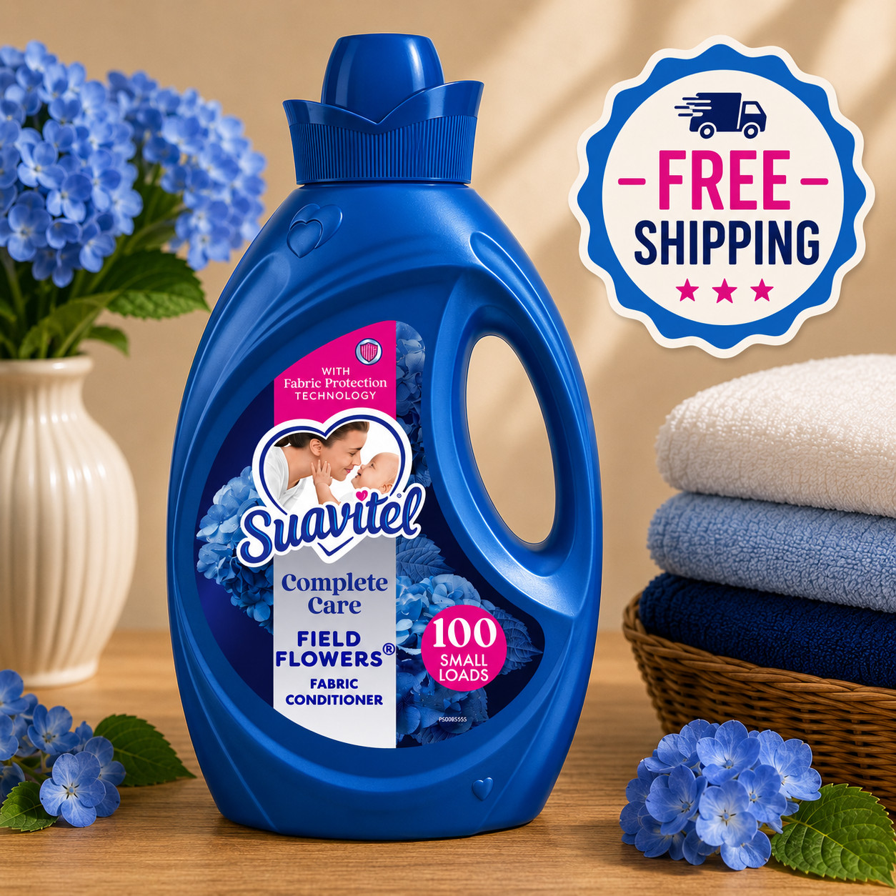 Suavitel Complete Fabric Softener Field Flowers 100 fl oz Bottle- Free Shipping