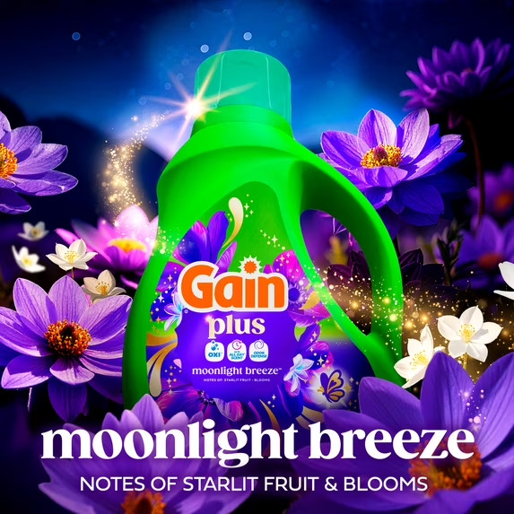 Gain Plus Liquid Laundry Detergent, Odor Defense + OXI, Moonlight Breez 99 fl oz